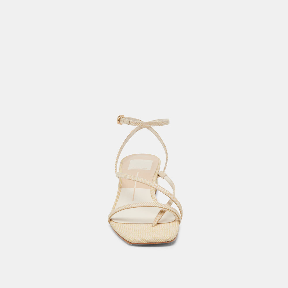 Karlos Wide Natural Woven Raffia Sandals / Dolce Vita