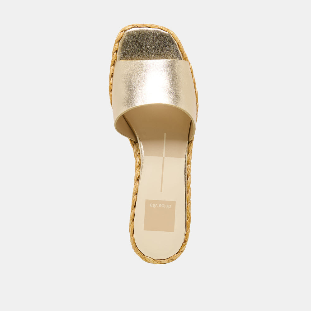 Dixi Wide Platinum Leather Sandals / Dolce Vita