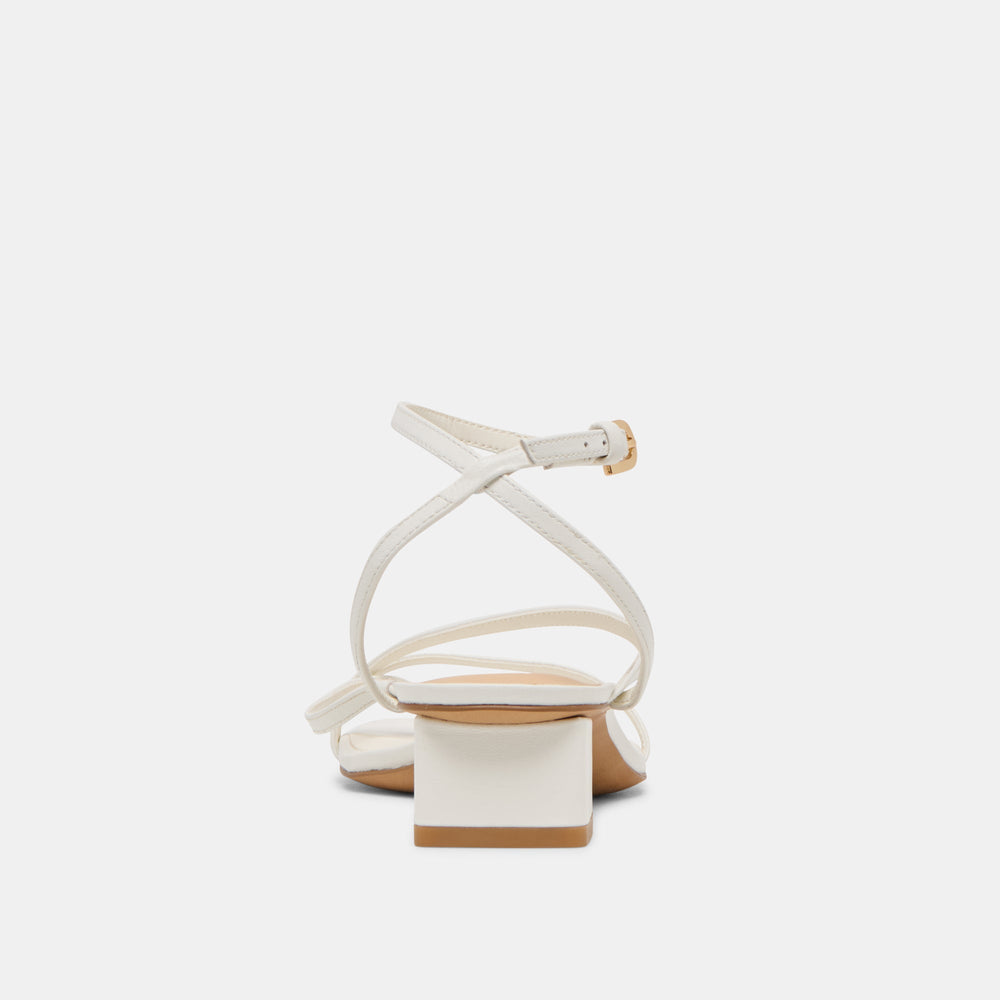Karlos Wide True White Leather Sandals / Dolce Vita