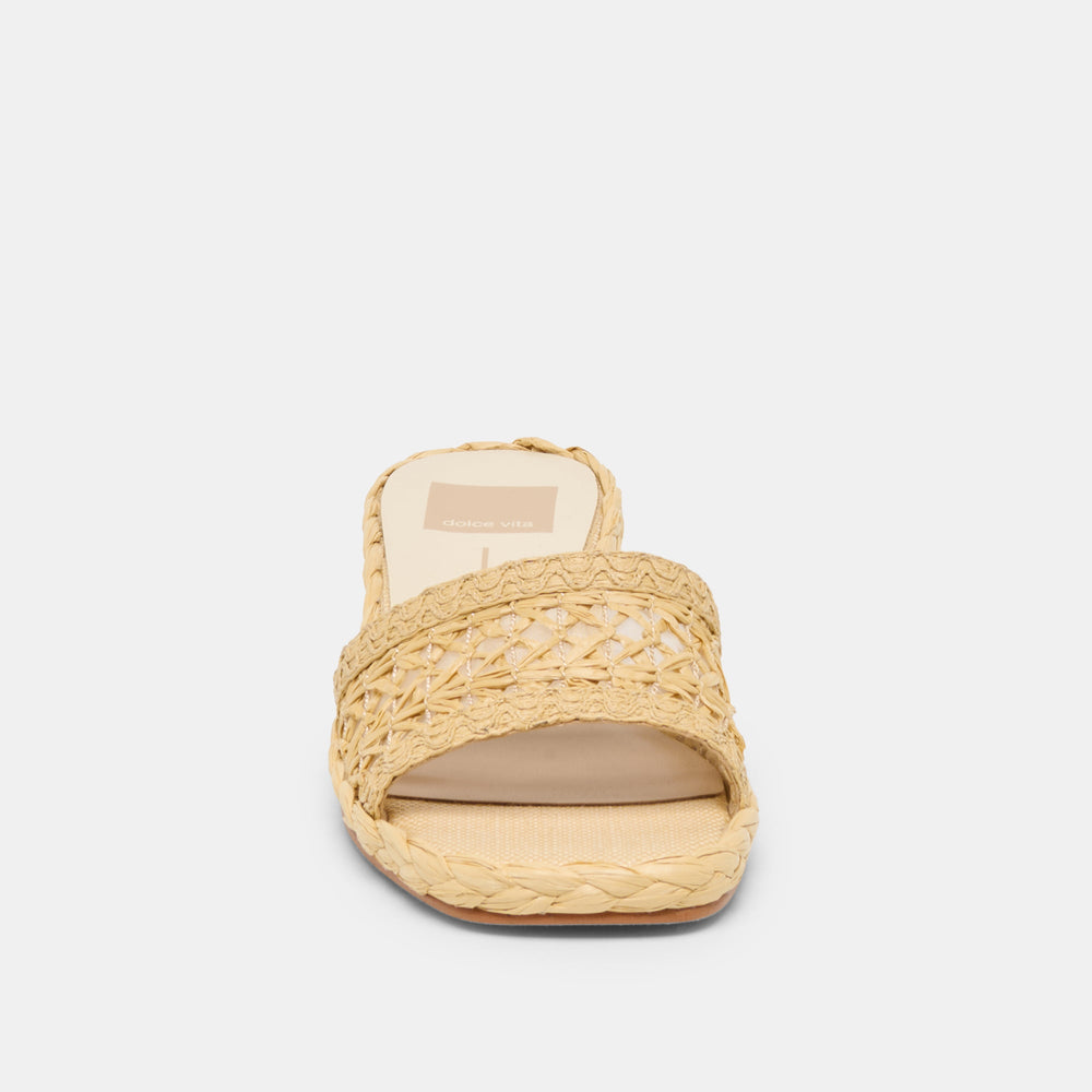 Dixi Wide Lt Natural Cross Hatch Raffia Sandals / Dolce Vita