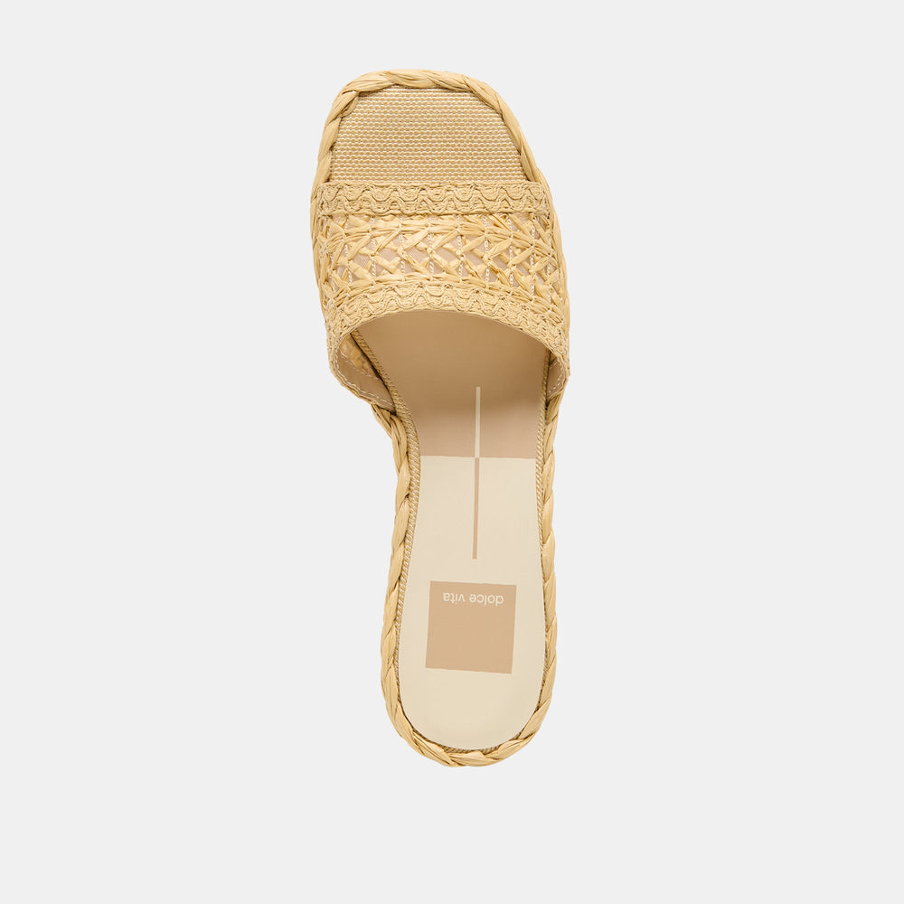 Dixi Wide Lt Natural Cross Hatch Raffia Sandals / Dolce Vita