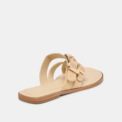 SHORE Sand Raffia Flip-Flop Buckled Sandals / Dolce Vita