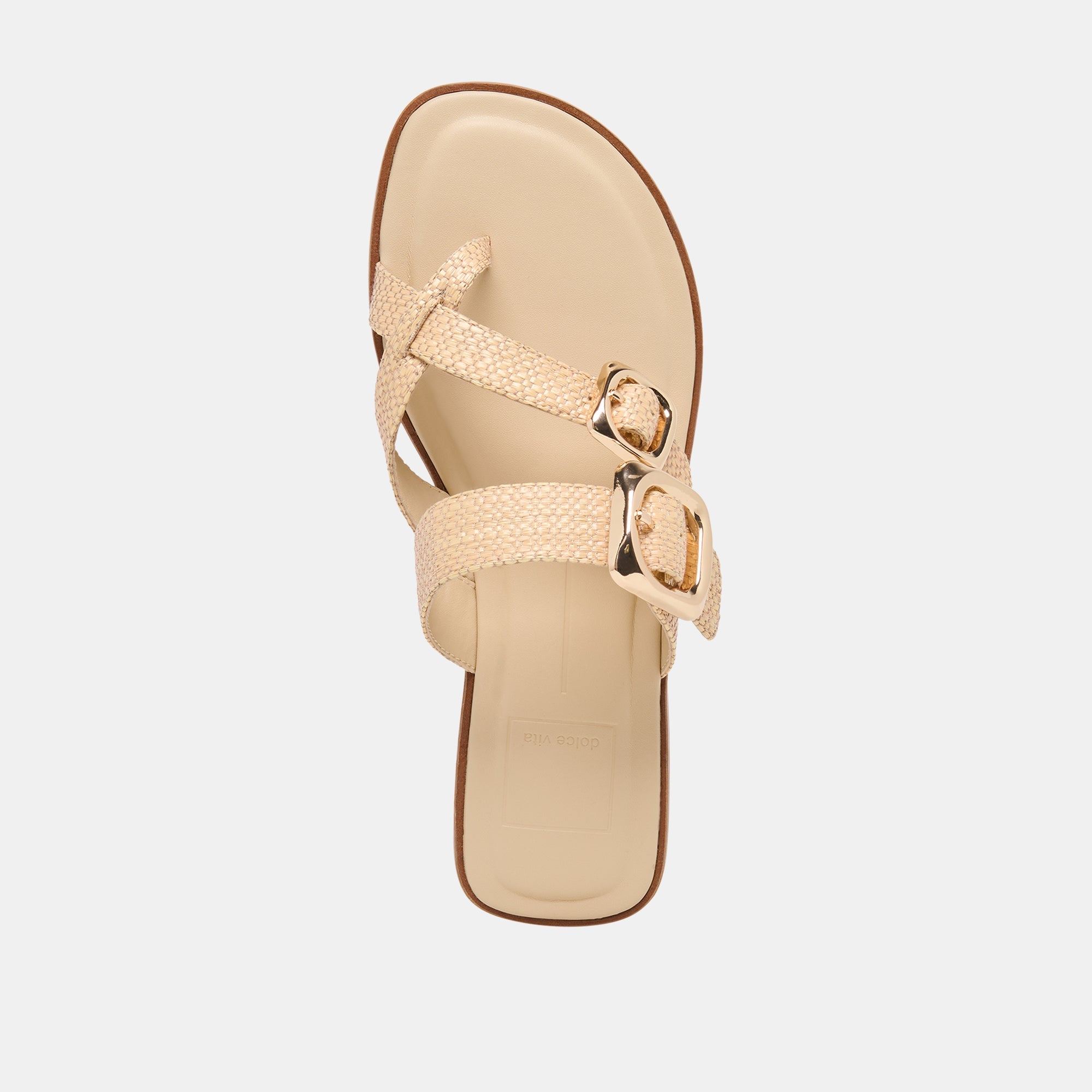 SHORE Sand Raffia Flip-Flop Buckled Sandals / Dolce Vita