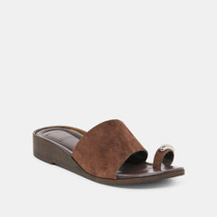 MOXY Dk Brown Suede Metal Detail Open-Toe Sandals / Dolce Vita