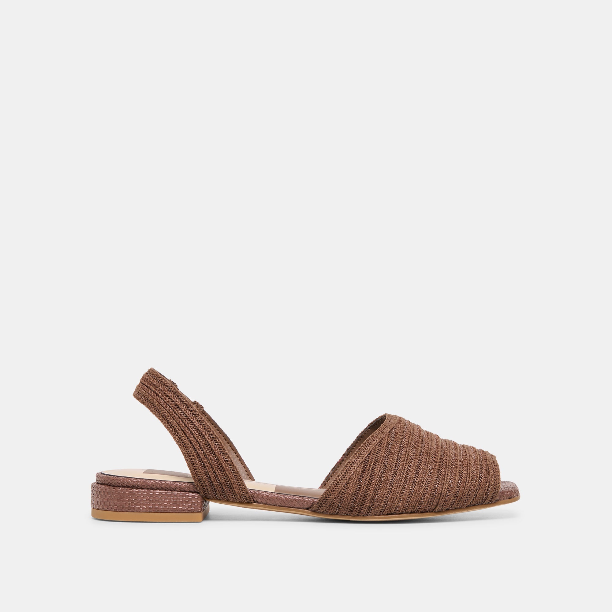 MARZY Cocoa Raffia Slingback Peep-Toe Sandals / Dolce Vita