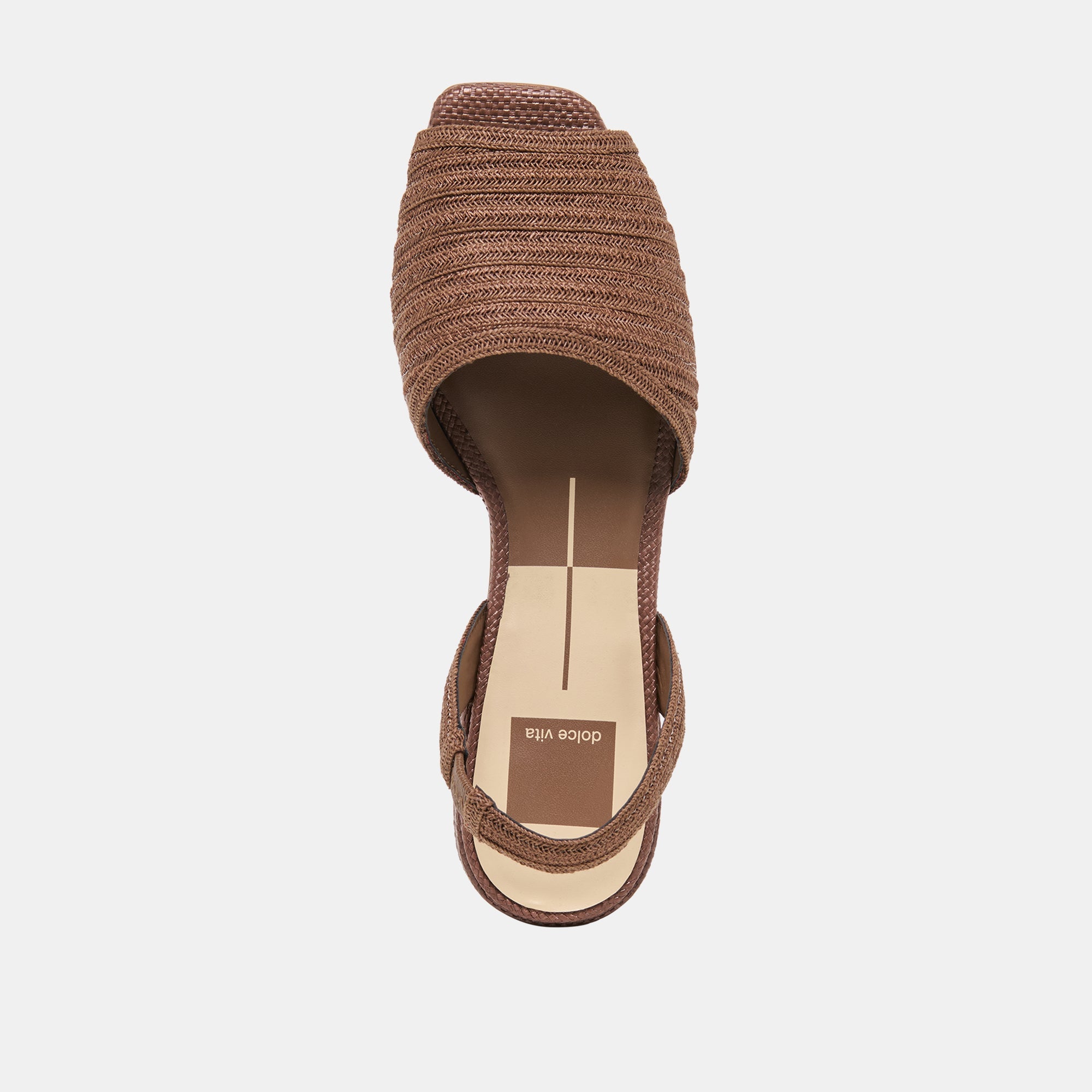 MARZY Cocoa Raffia Slingback Peep-Toe Sandals / Dolce Vita