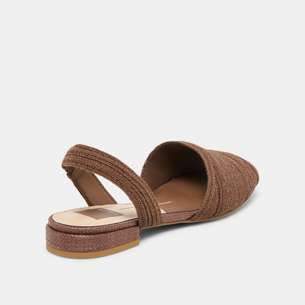 MARZY Cocoa Raffia Slingback Peep-Toe Sandals / Dolce Vita