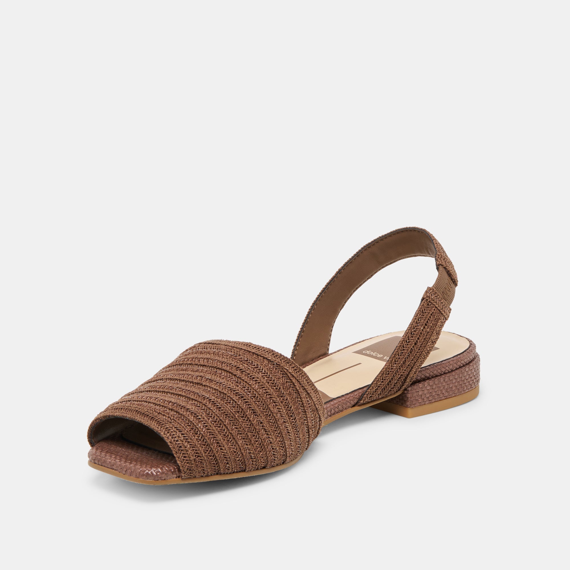 MARZY Cocoa Raffia Slingback Peep-Toe Sandals / Dolce Vita