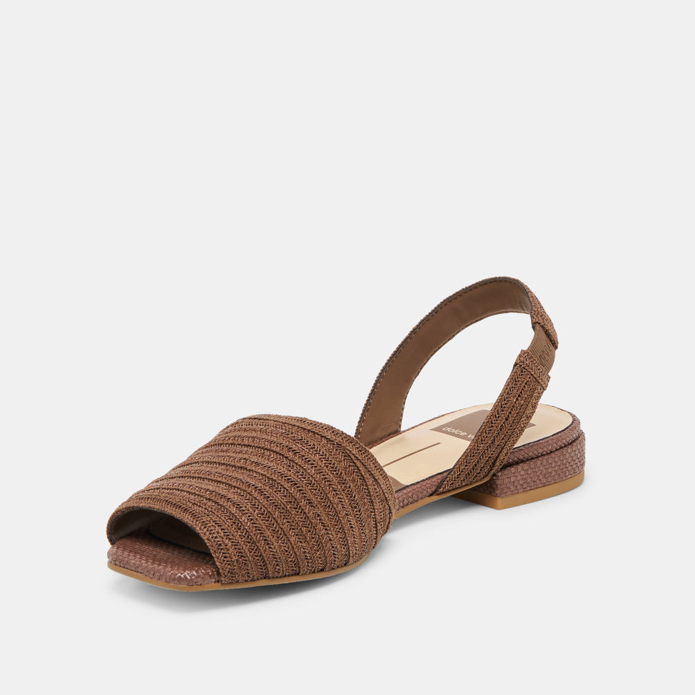 MARZY Cocoa Raffia Slingback Peep-Toe Sandals / Dolce Vita