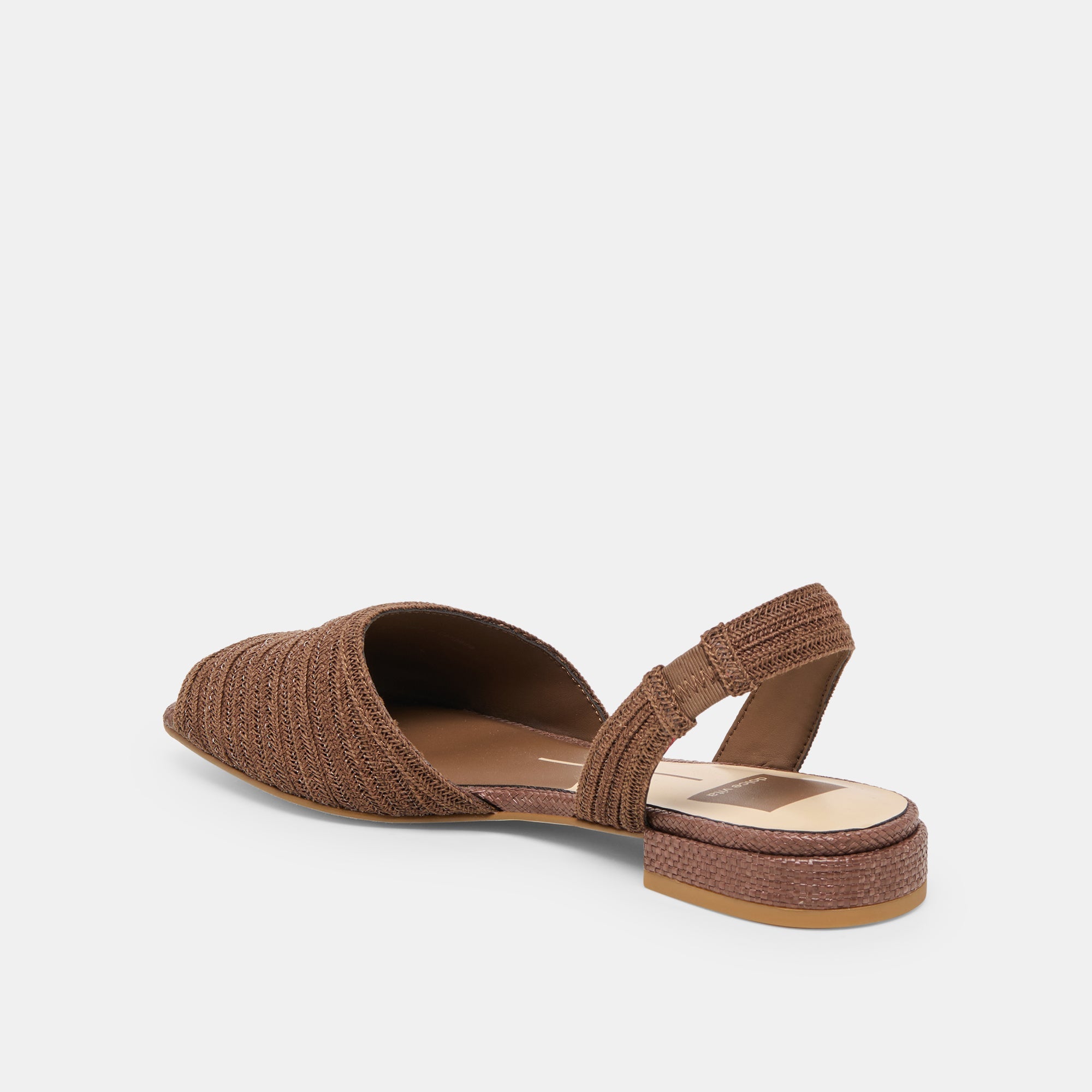 MARZY Cocoa Raffia Slingback Peep-Toe Sandals / Dolce Vita