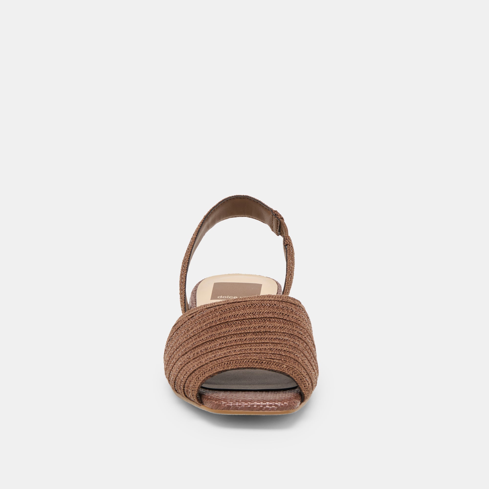 MARZY Cocoa Raffia Slingback Peep-Toe Sandals / Dolce Vita