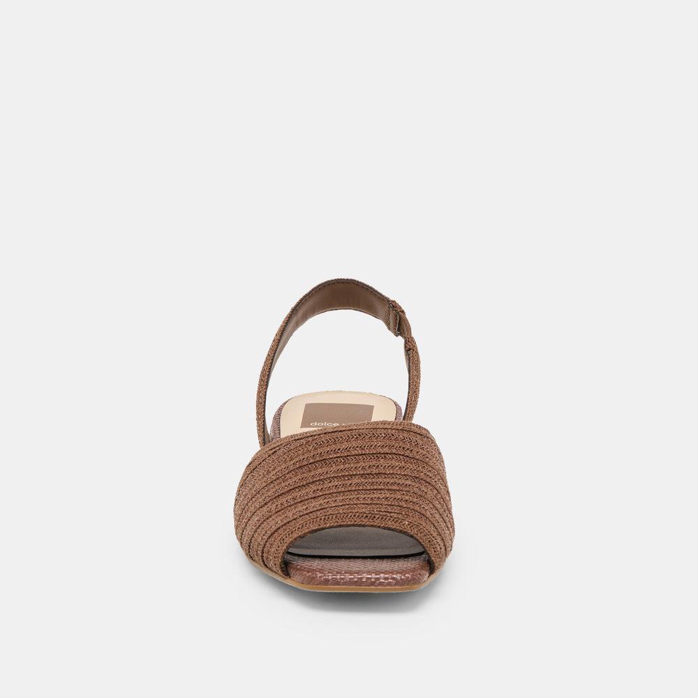 MARZY Cocoa Raffia Slingback Peep-Toe Sandals / Dolce Vita