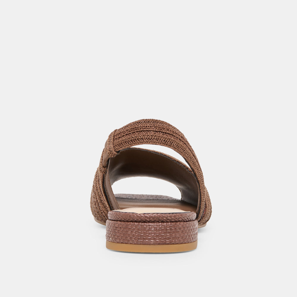 MARZY Cocoa Raffia Slingback Peep-Toe Sandals / Dolce Vita