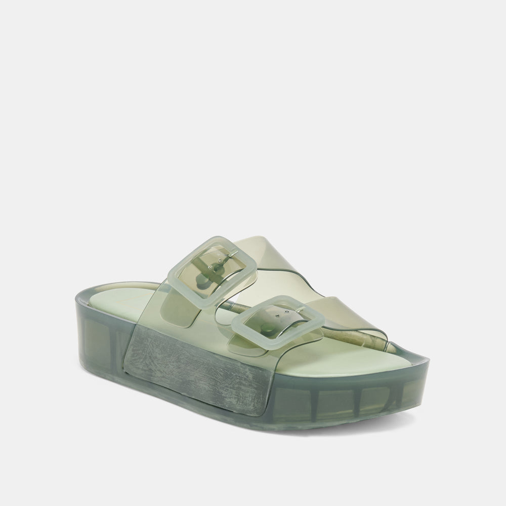 JULIO X Olive Vinyl Jelly Platform Sandals / Dolce Vita