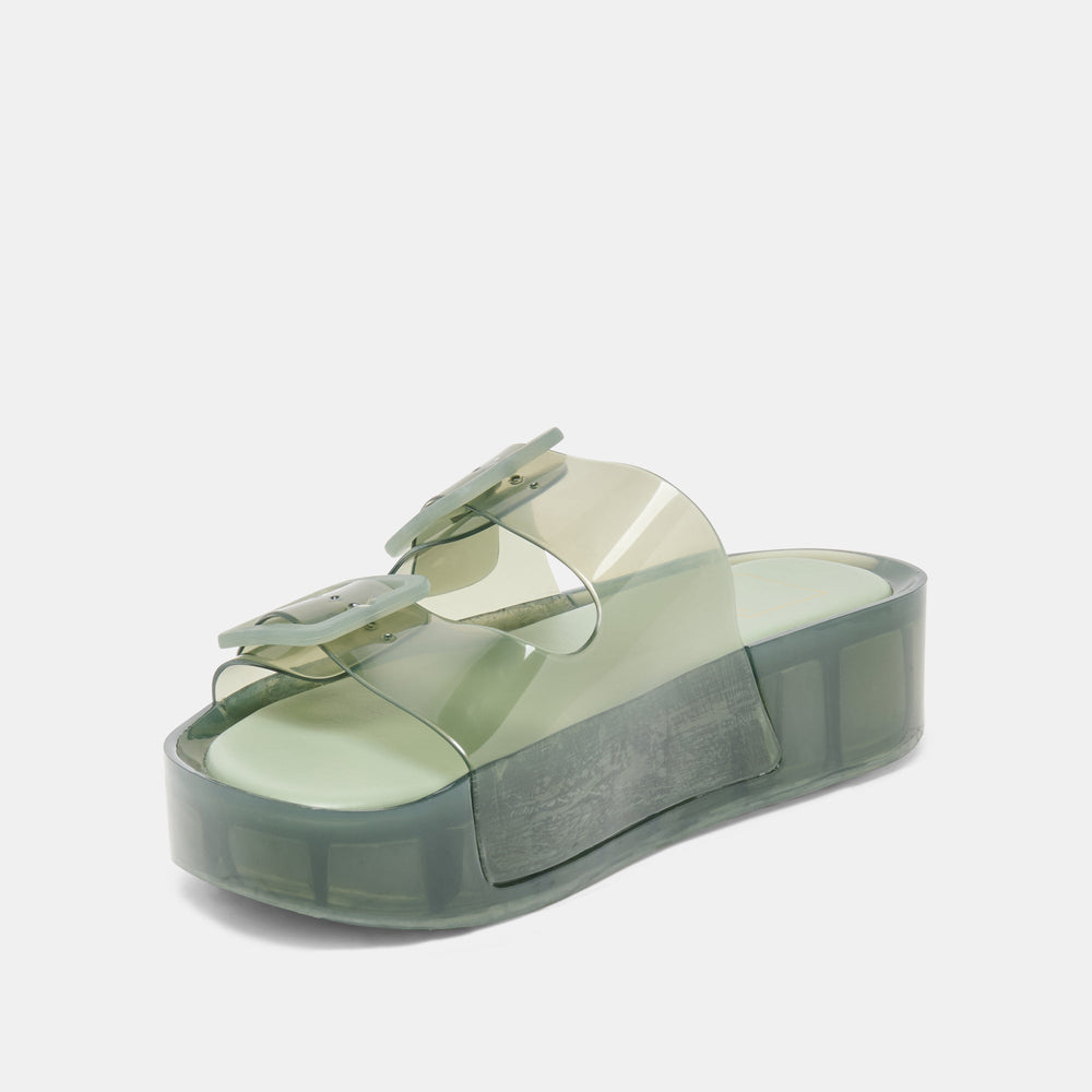 JULIO X Olive Vinyl Jelly Platform Sandals / Dolce Vita