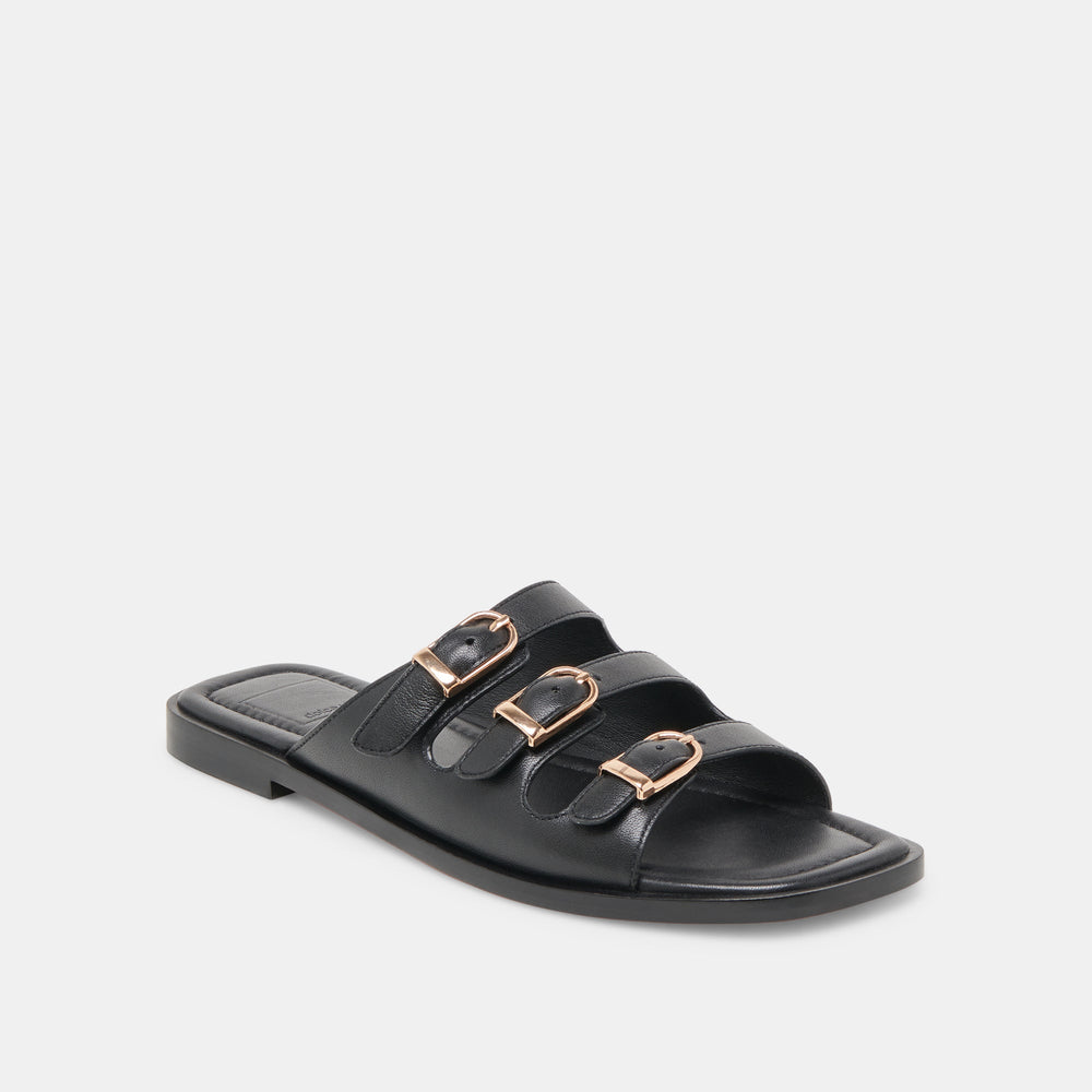 Fin Black Leather Sandals / Dolce Vita