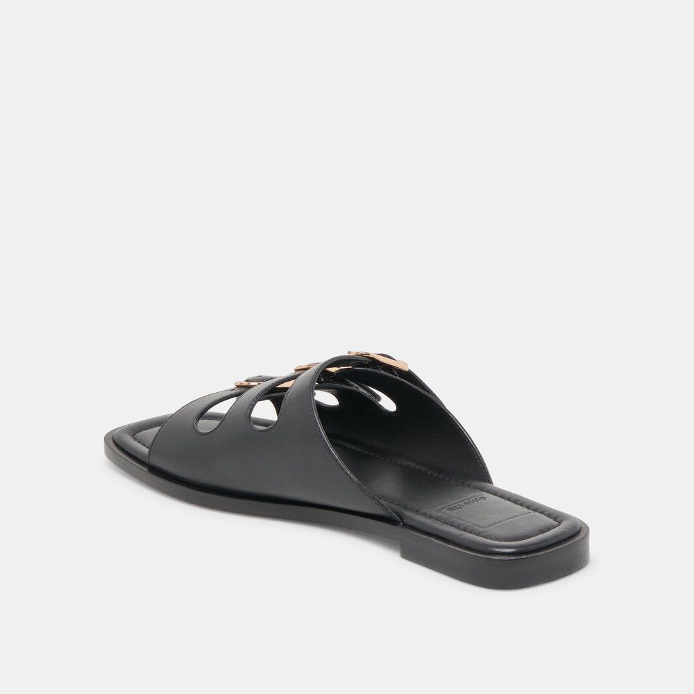 Fin Black Leather Sandals / Dolce Vita