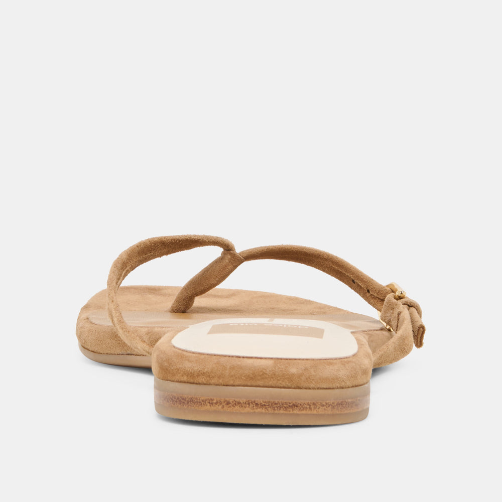 MALTA Lt Brown Suede Buckle Flip-Flop Sandals / Dolce Vita