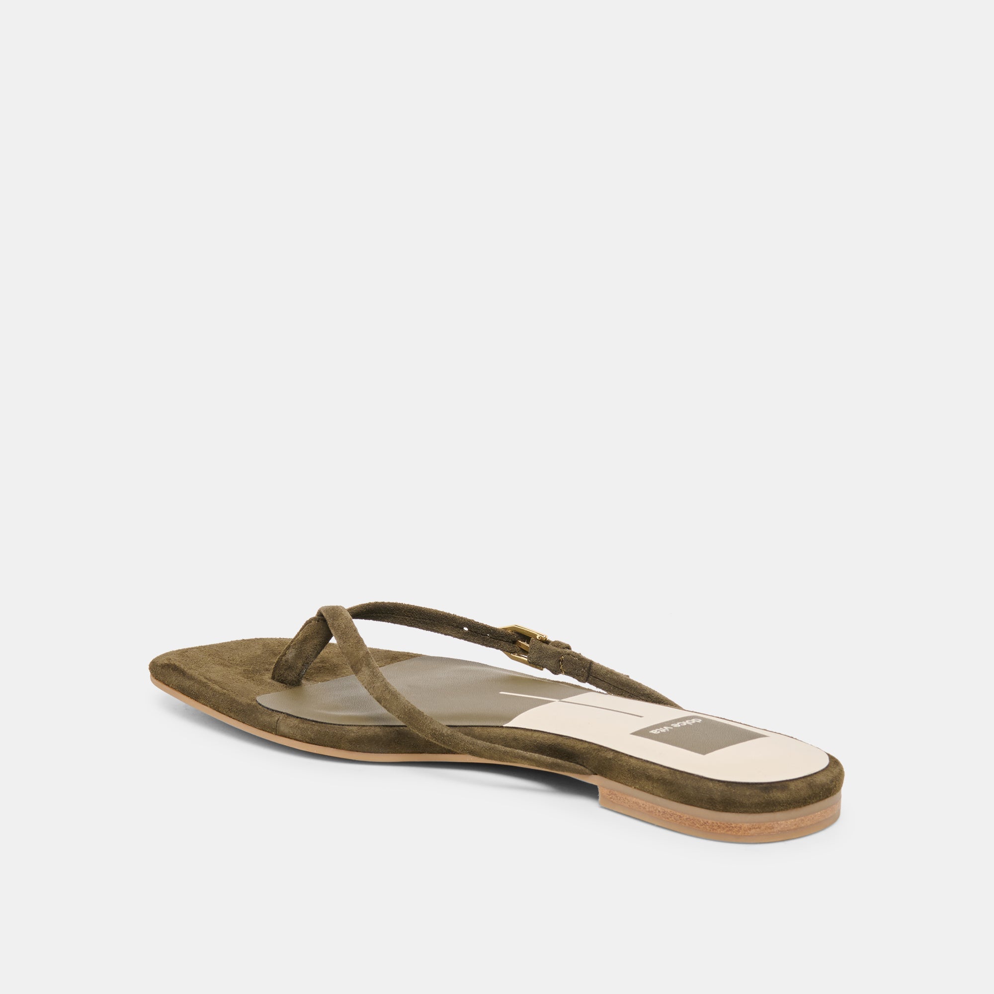 MALTA Dk Olive Suede Buckle Flip-Flop Sandals / Dolce Vita