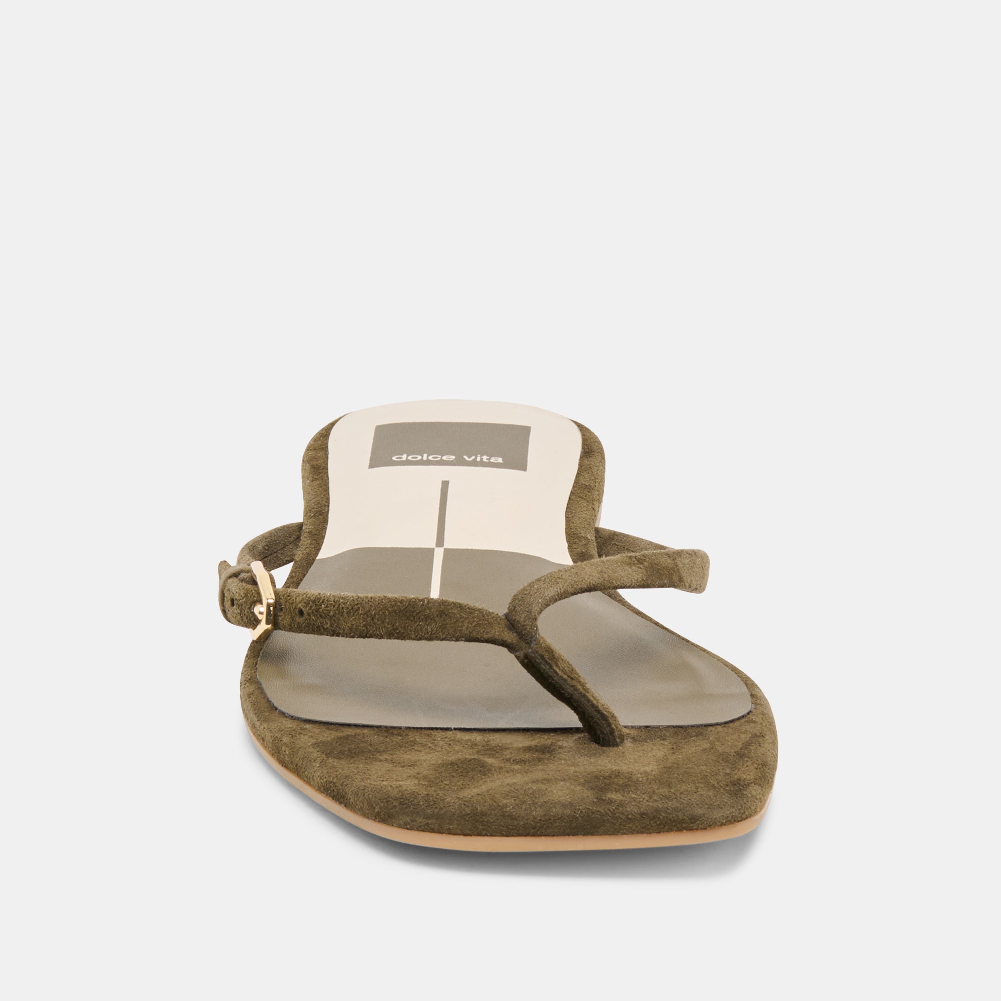 MALTA Dk Olive Suede Buckle Flip-Flop Sandals / Dolce Vita