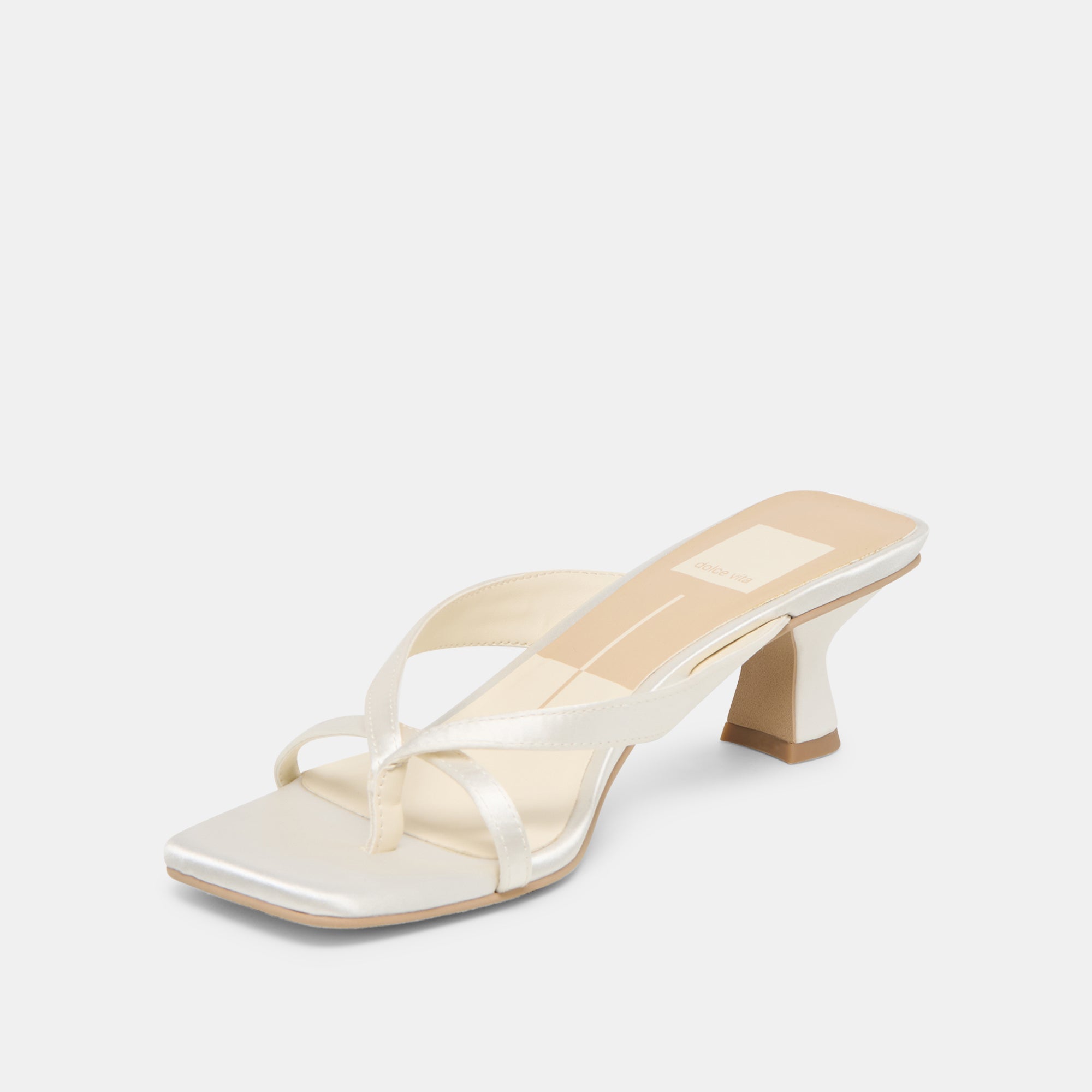 Brevel Wide True White Satin Heels / Dolce Vita