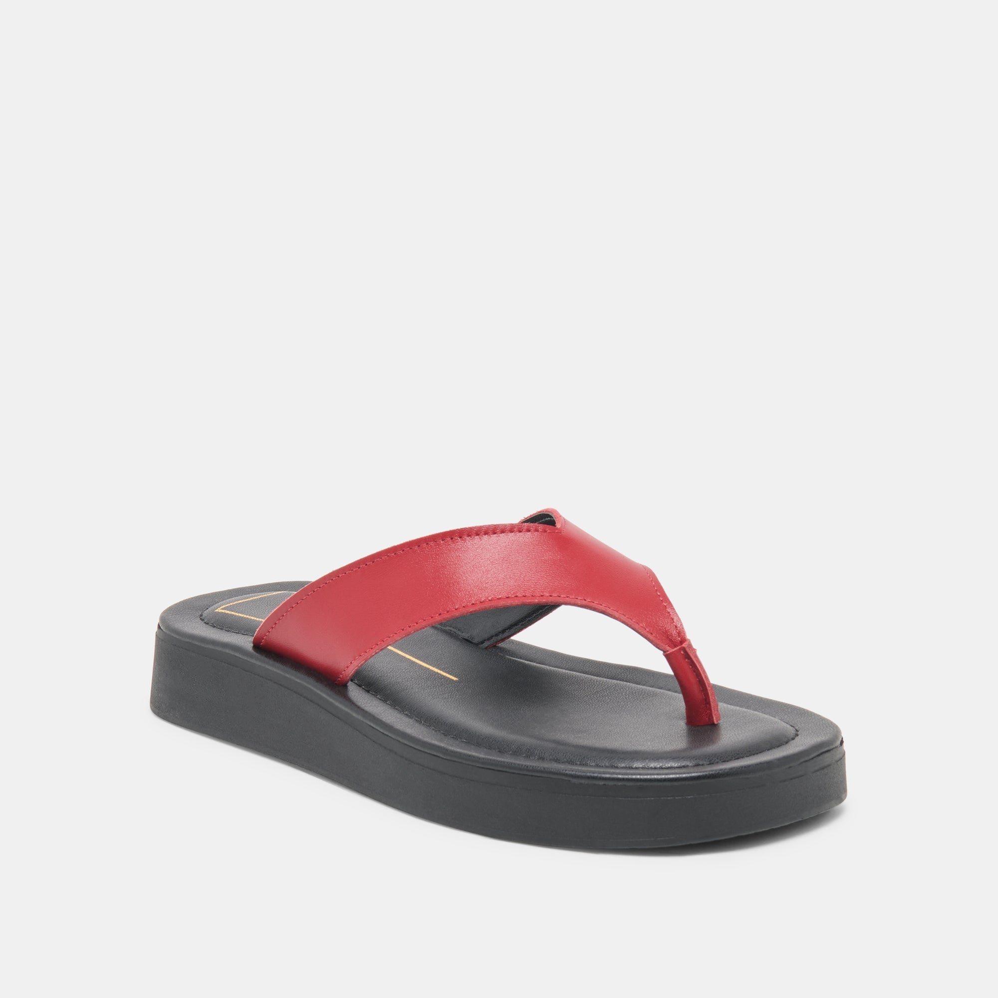 BLAYZE Red Leather Platform Flip-Flop Sandals / Dolce Vita