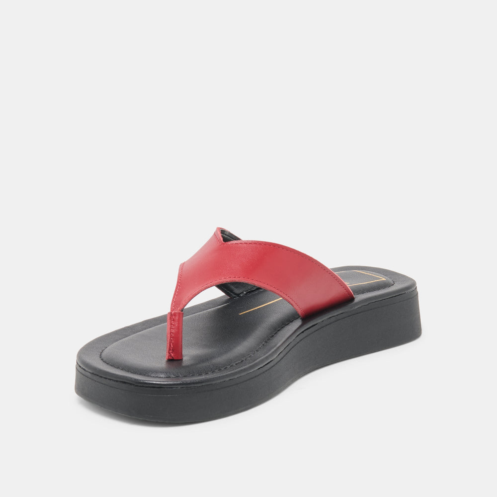 BLAYZE Red Leather Platform Flip-Flop Sandals / Dolce Vita