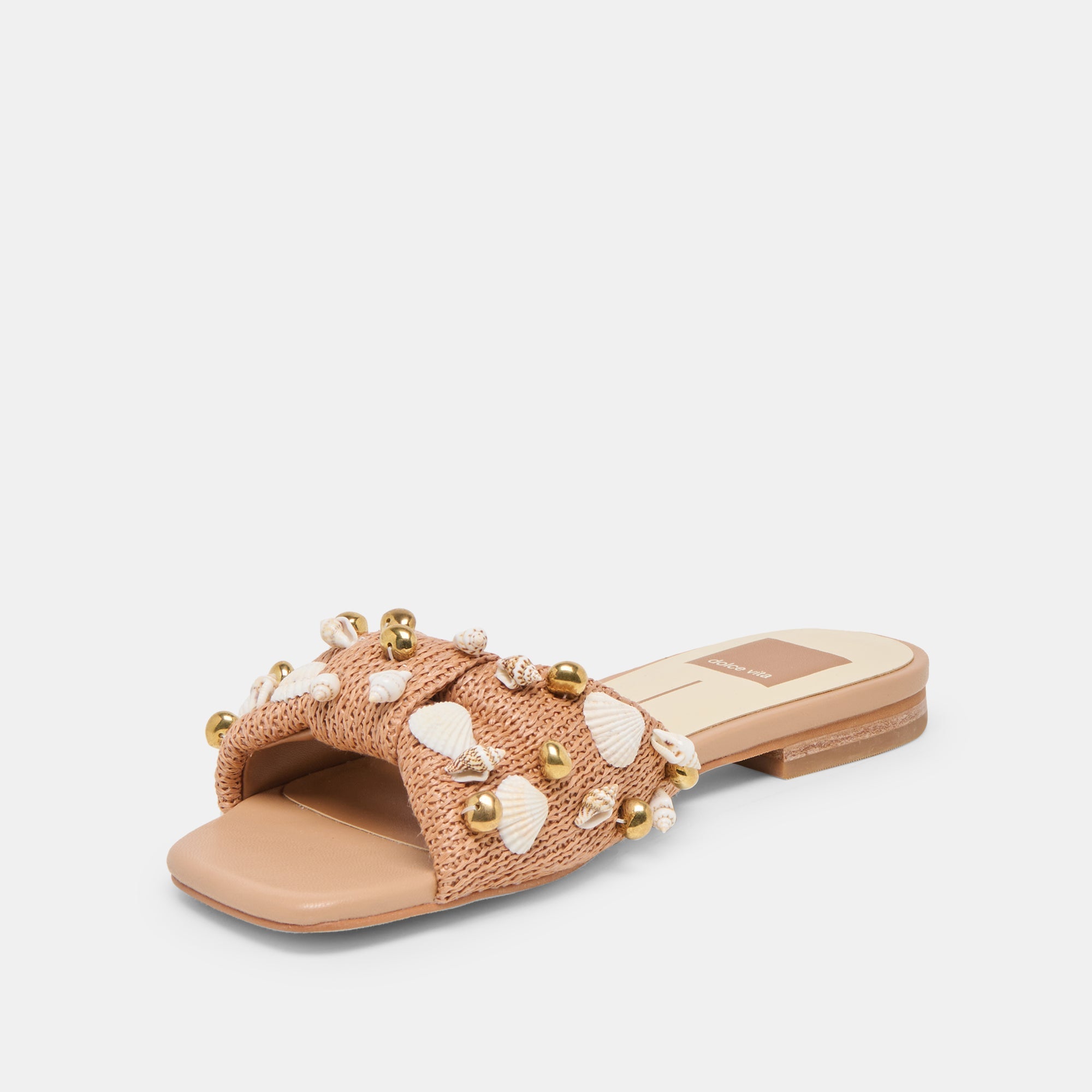 Lizza Toffee Beaded Raffia Sandals / Dolce Vita