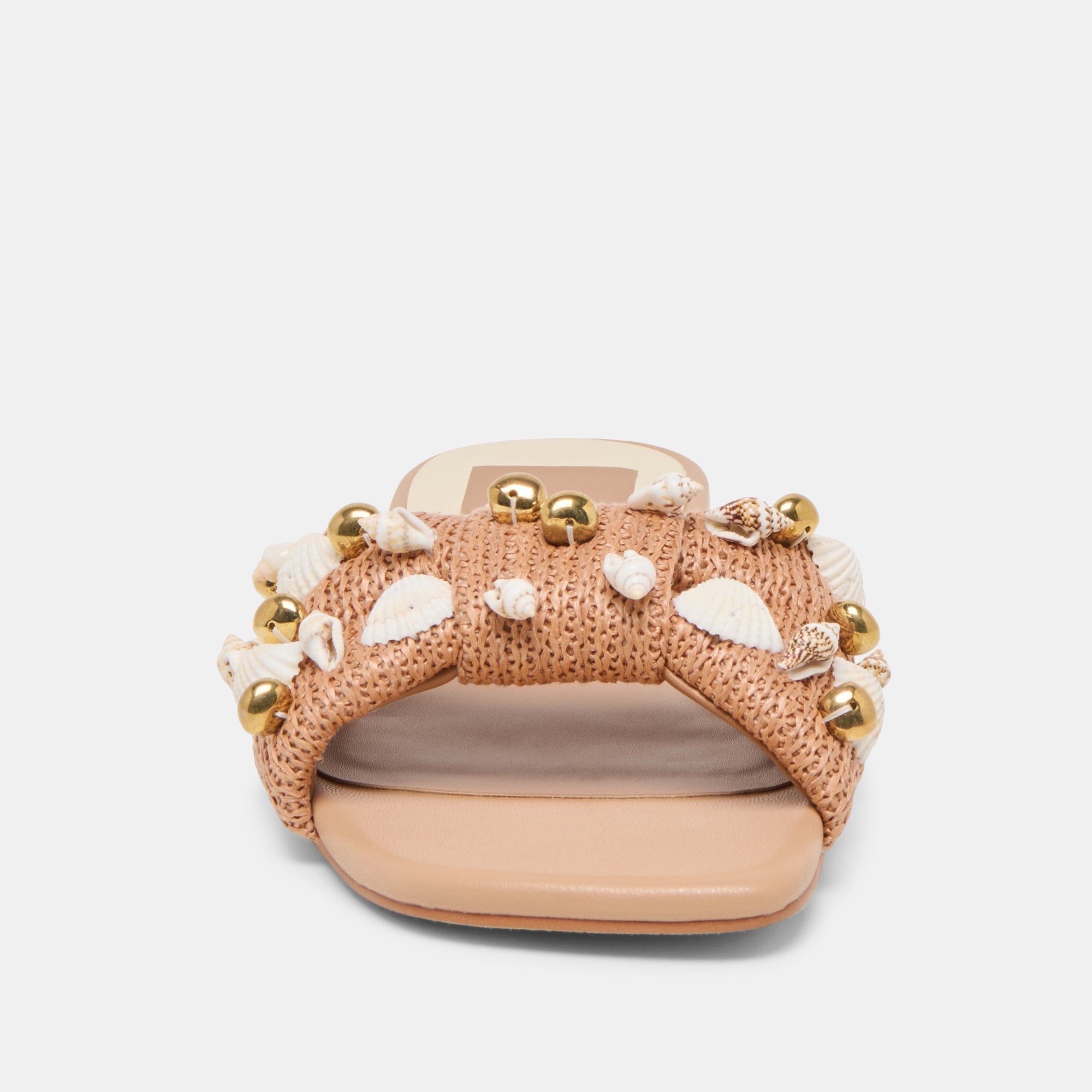 Lizza Toffee Beaded Raffia Sandals / Dolce Vita