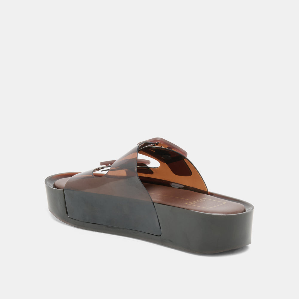 JULIO X Chocolate Vinyl Jelly Platform Sandals / Dolce Vita