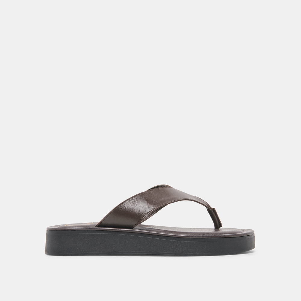 BLAYZE Dk Chocolate Leather Platform Flip-Flop Sandals / Dolce Vita