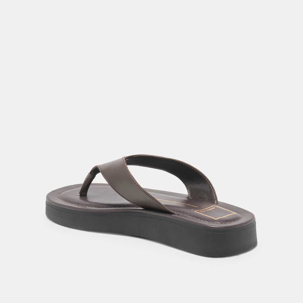 BLAYZE Dk Chocolate Leather Platform Flip-Flop Sandals / Dolce Vita