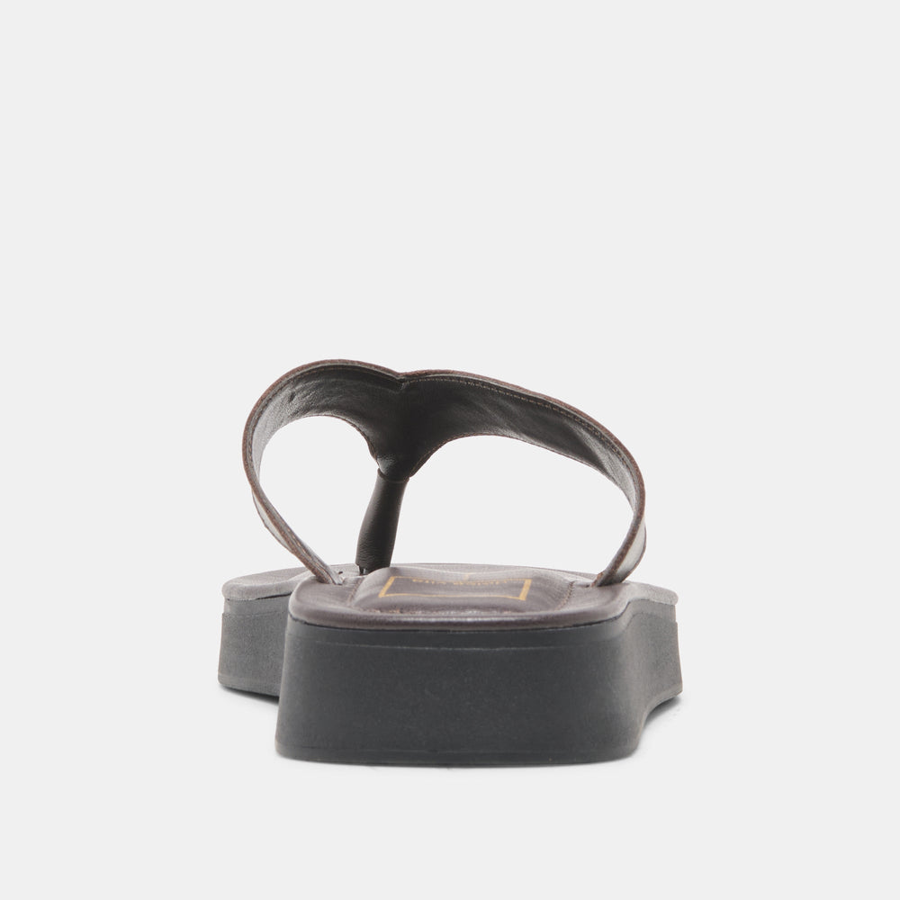 BLAYZE Dk Chocolate Leather Platform Flip-Flop Sandals / Dolce Vita
