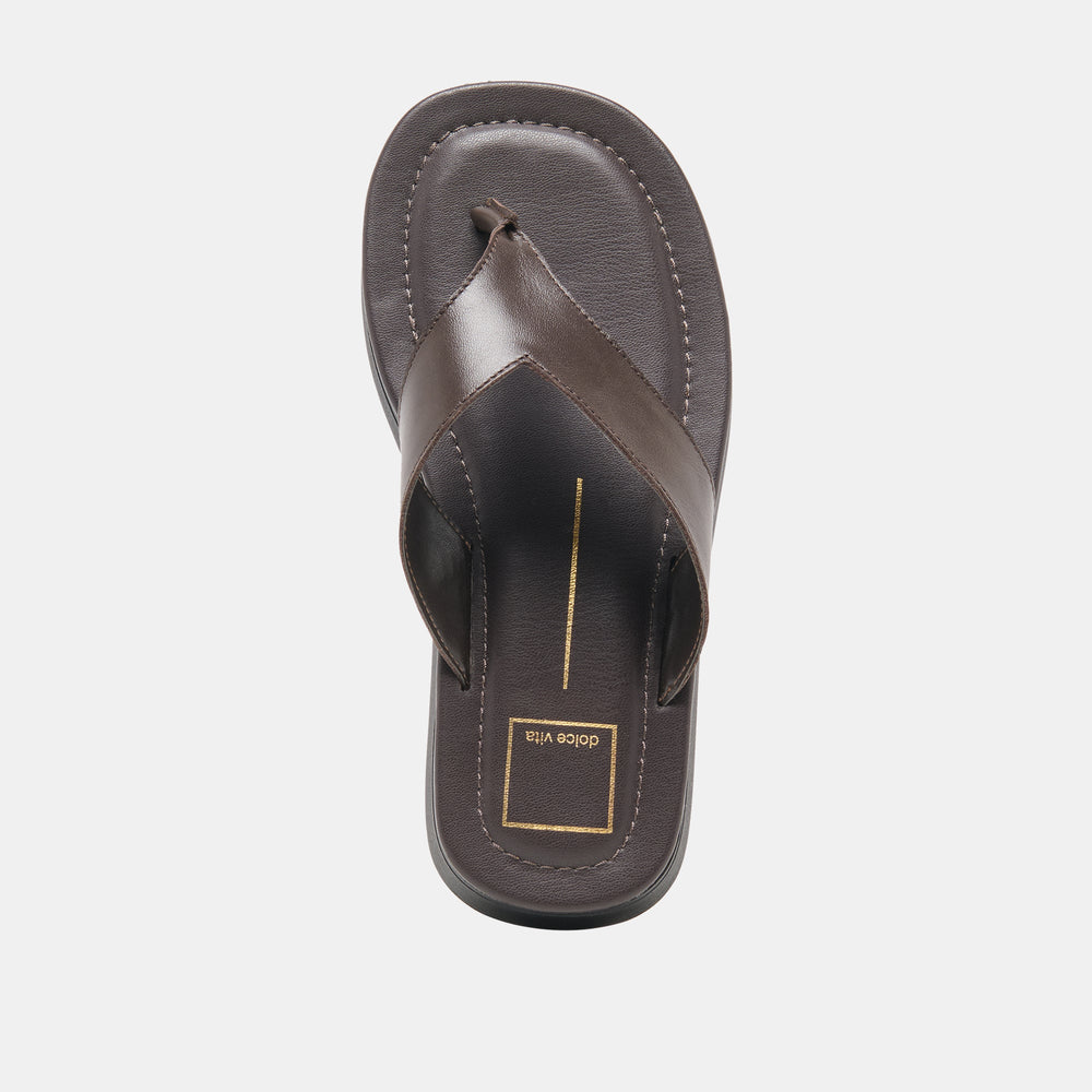 BLAYZE Dk Chocolate Leather Platform Flip-Flop Sandals / Dolce Vita