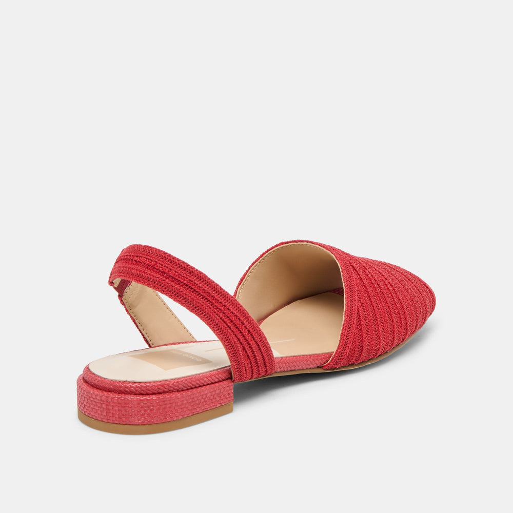 MARZY Red Raffia Slingback Peep-Toe Sandals / Dolce Vita