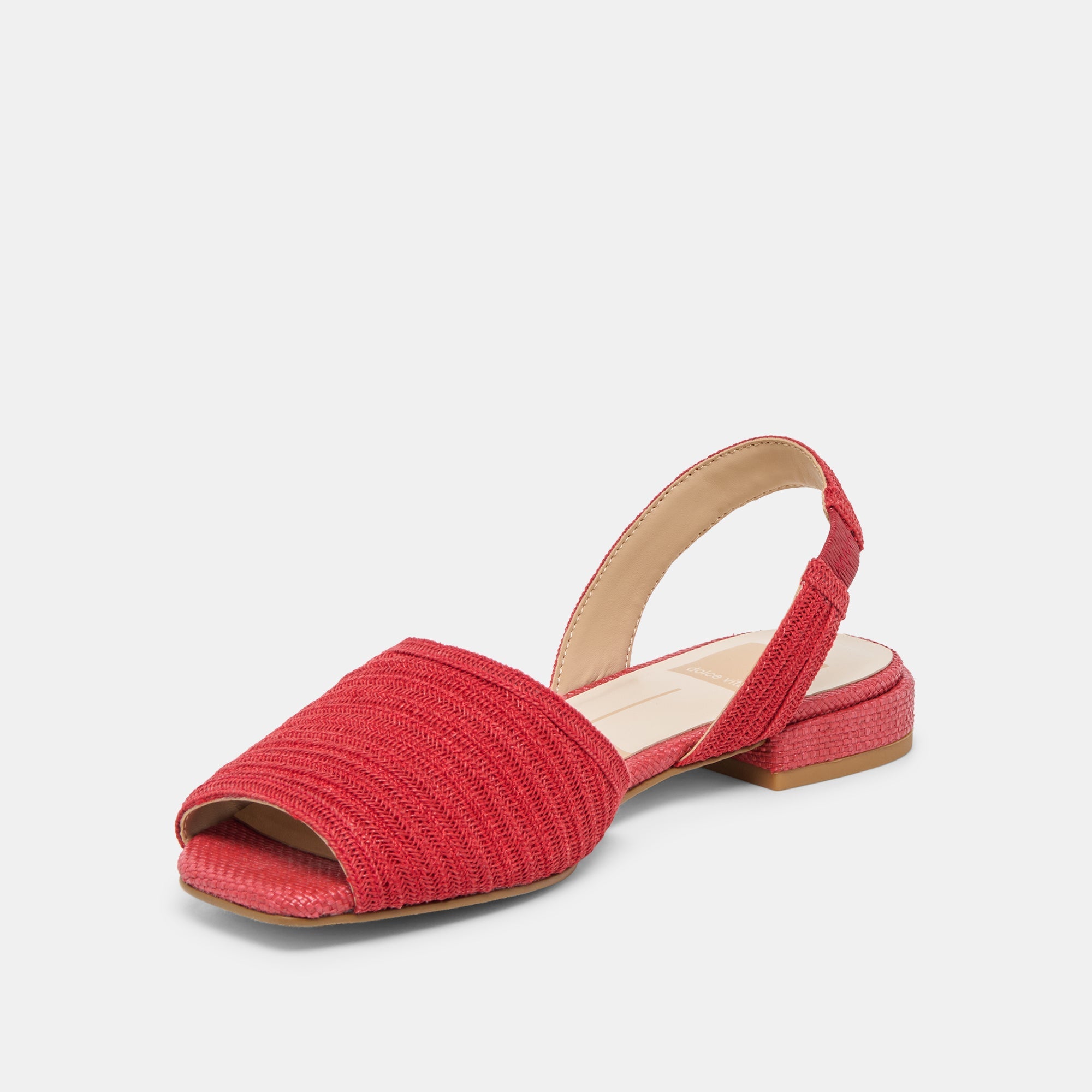 MARZY Red Raffia Slingback Peep-Toe Sandals / Dolce Vita