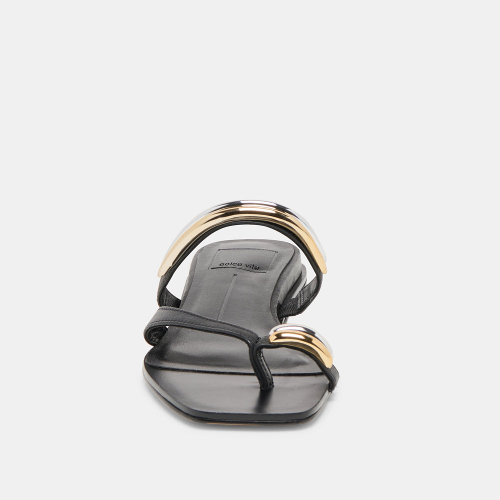 Tarina Black Leather Sandals / Dolce Vita