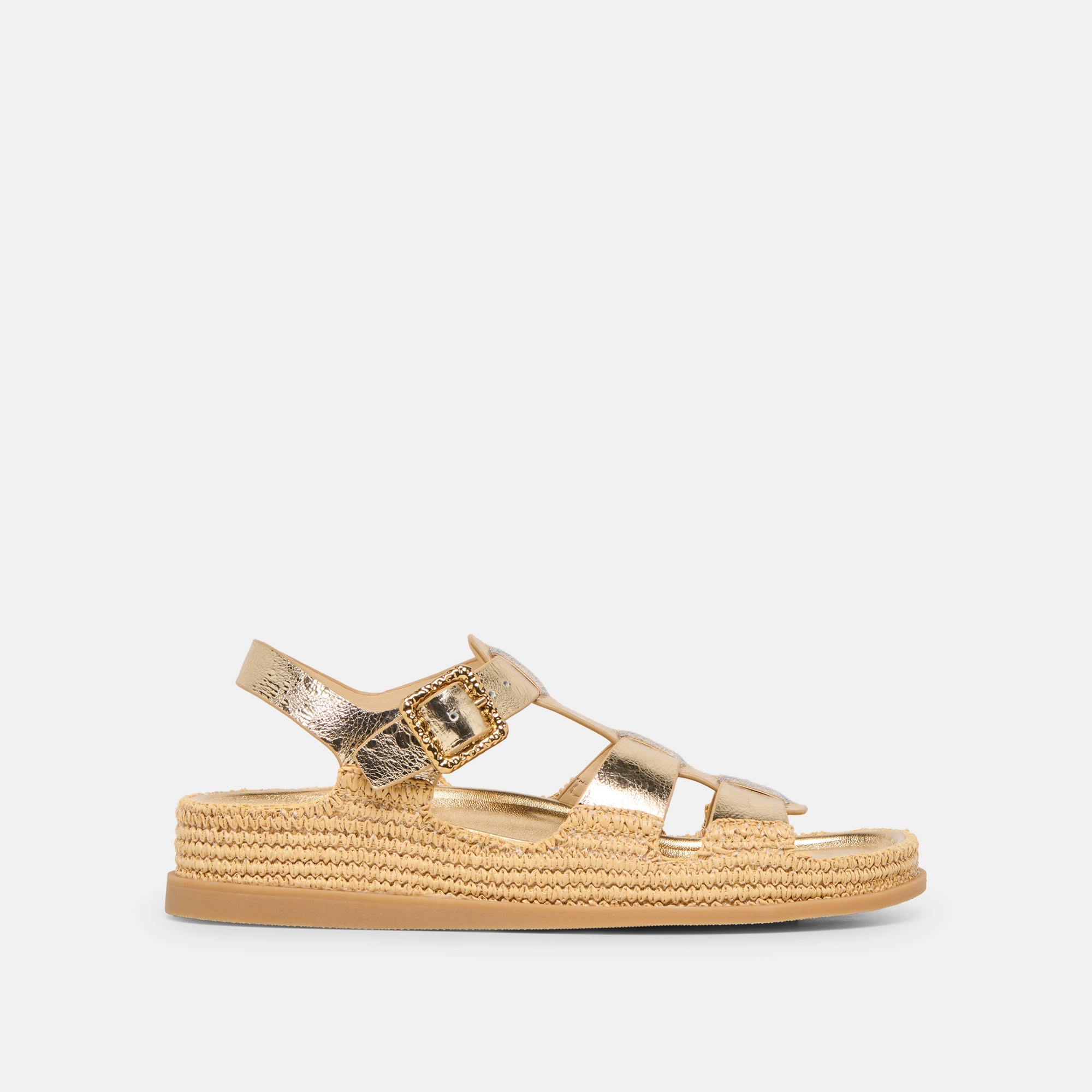 Shenna Gold Distressed Leather Sandals / Dolce Vita