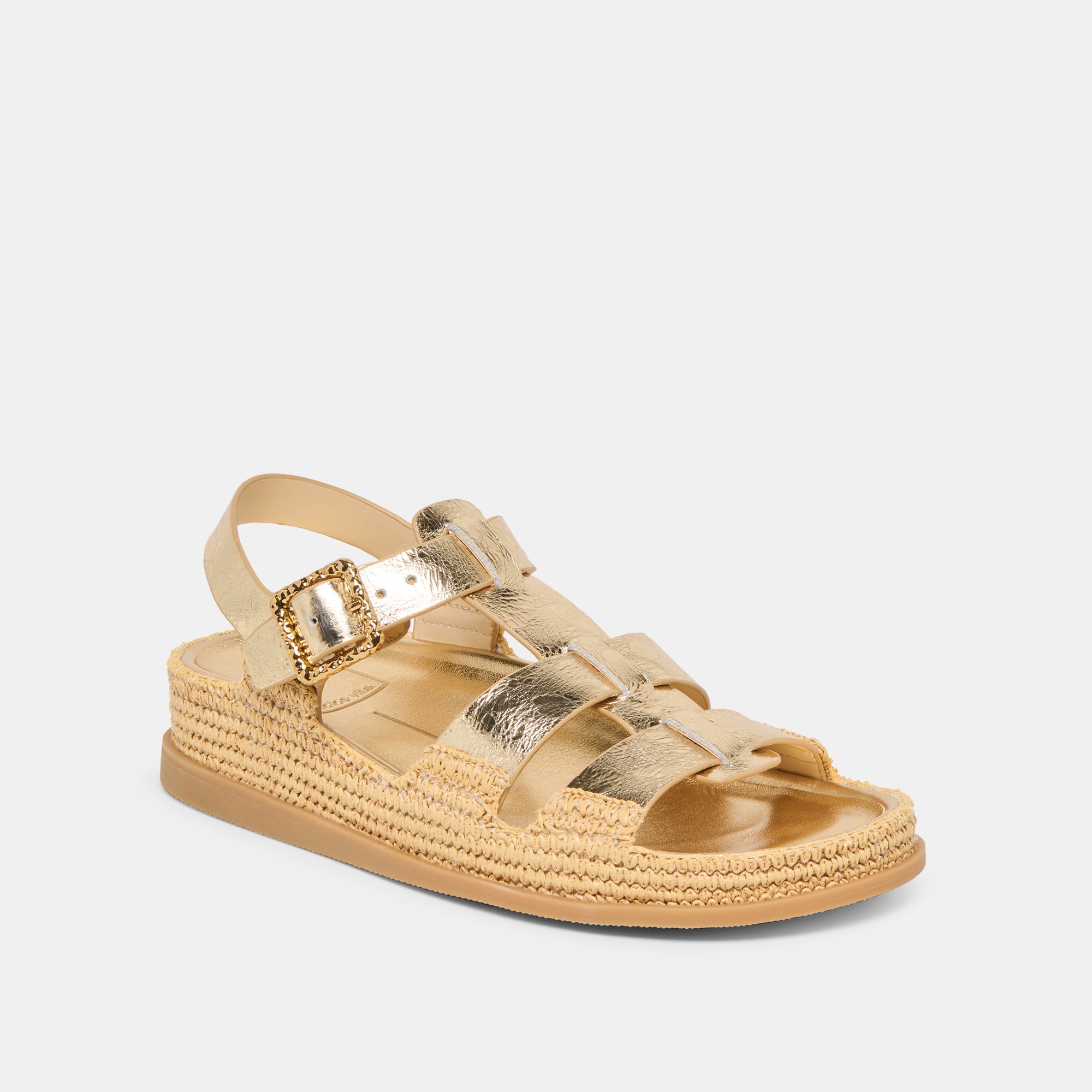 Shenna Gold Distressed Leather Sandals / Dolce Vita