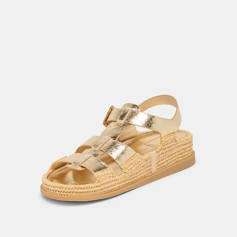 Shenna Gold Distressed Leather Sandals / Dolce Vita