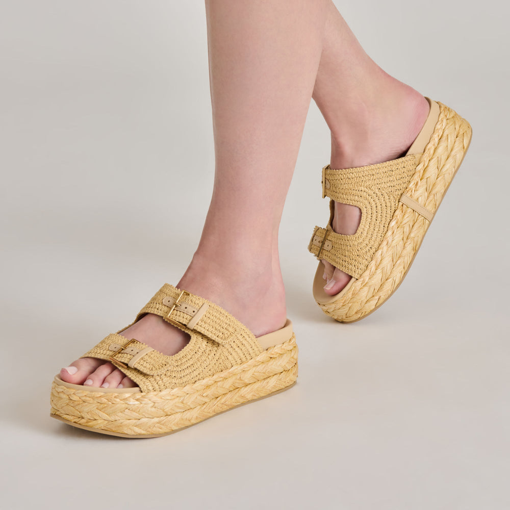 Falyn Lt Natural Woven Raffia Sandals / Dolce Vita