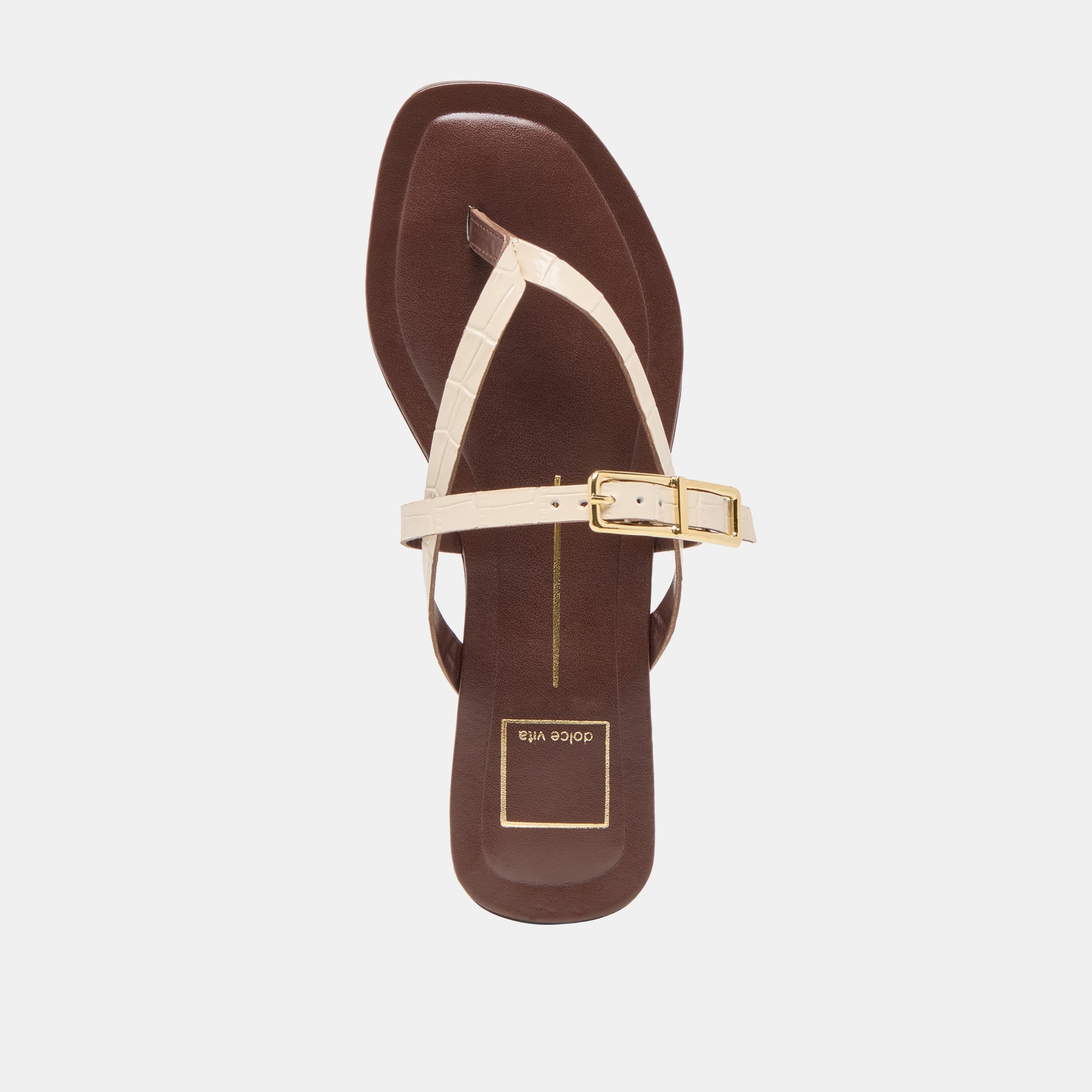 Piers Beige Croco Embossed Leather Sandals / Dolce Vita