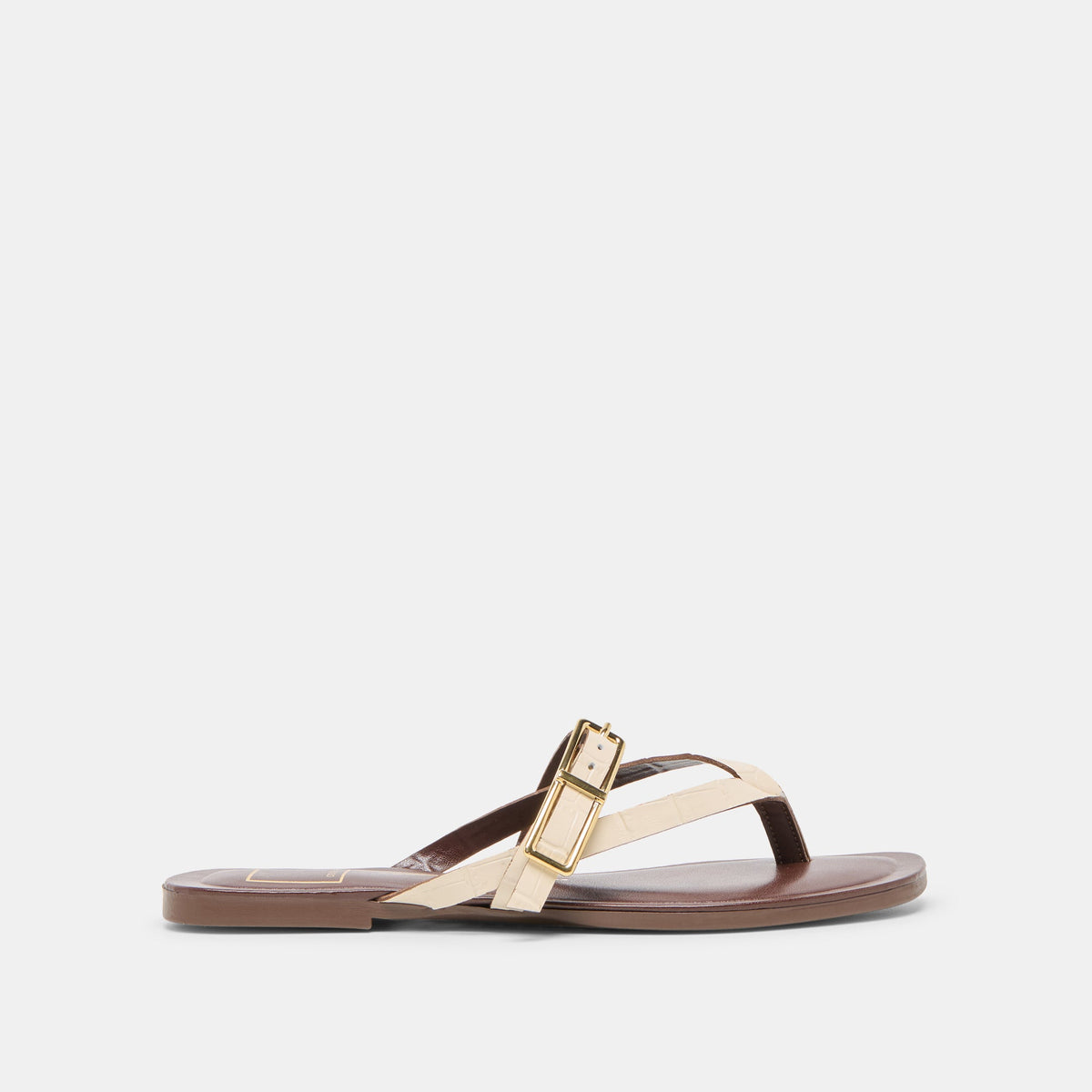Piers Beige Croco Embossed Leather Sandals / Dolce Vita