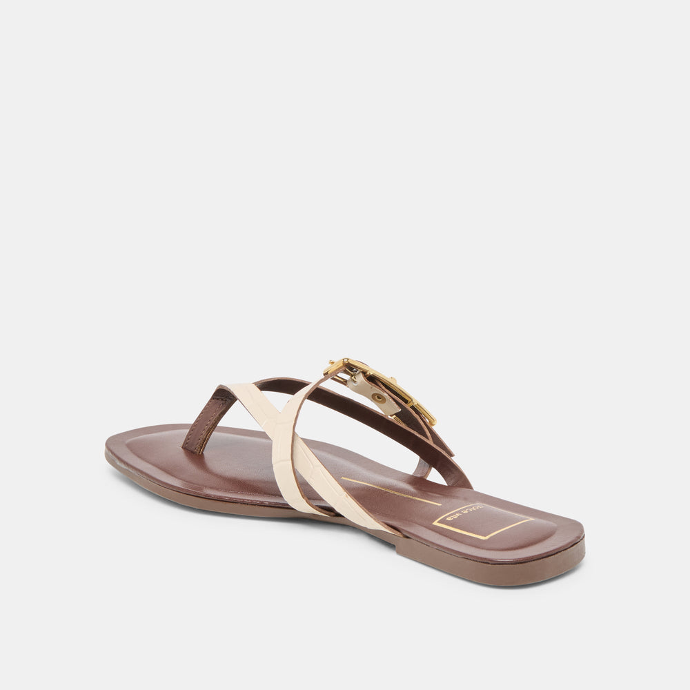 Piers Beige Croco Embossed Leather Sandals / Dolce Vita