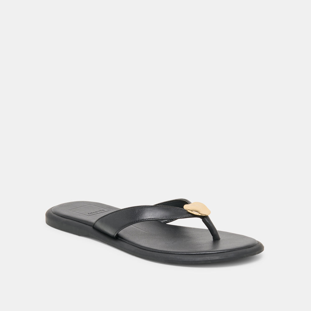 Jaina Black Leather Sandals / Dolce Vita