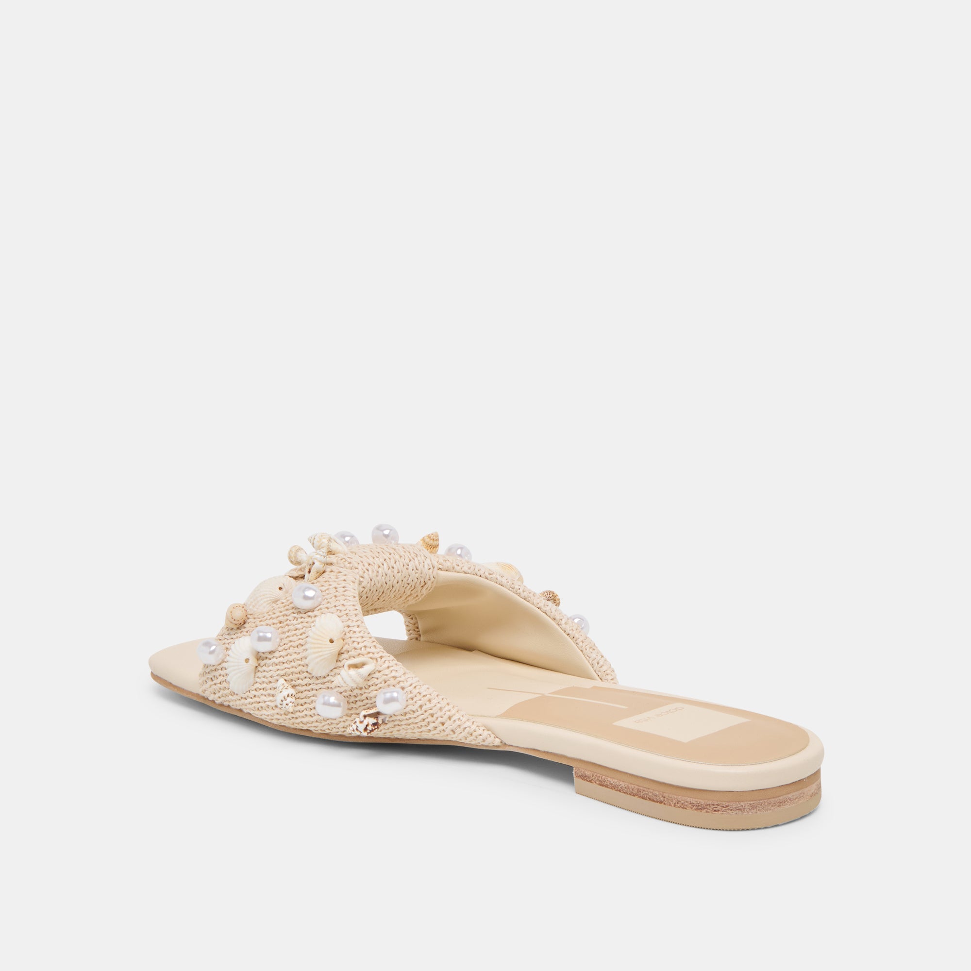 Lizza Oatmeal Beaded Raffia Sandals / Dolce Vita