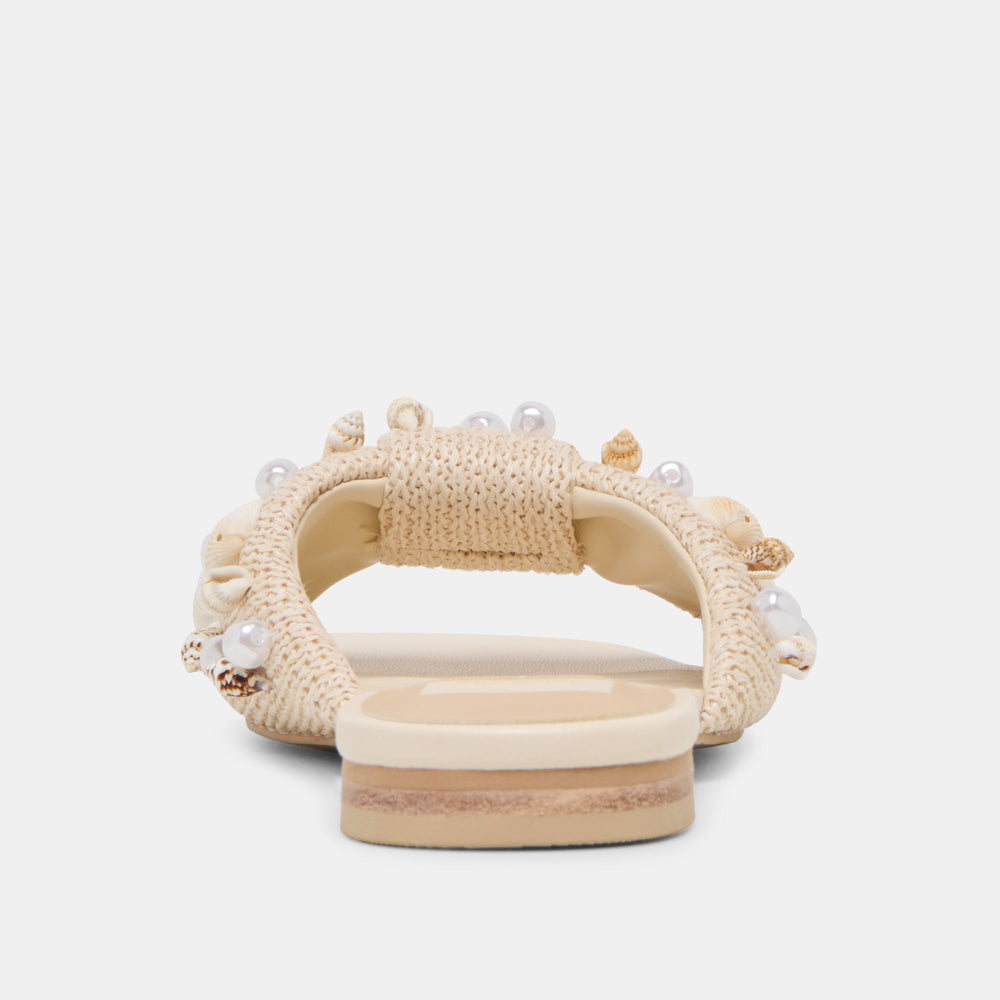 Lizza Oatmeal Beaded Raffia Sandals / Dolce Vita