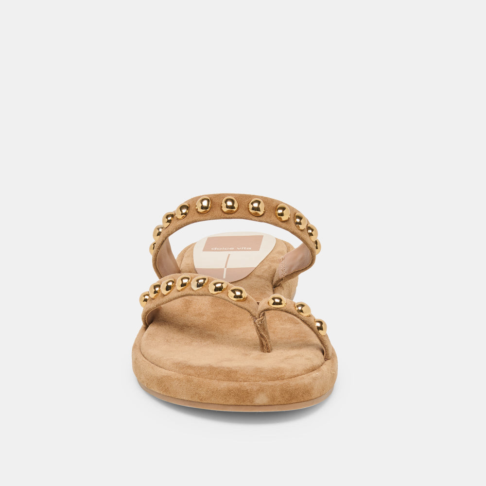 Amary Stud Lt Brown Suede Sandals / Dolce Vita