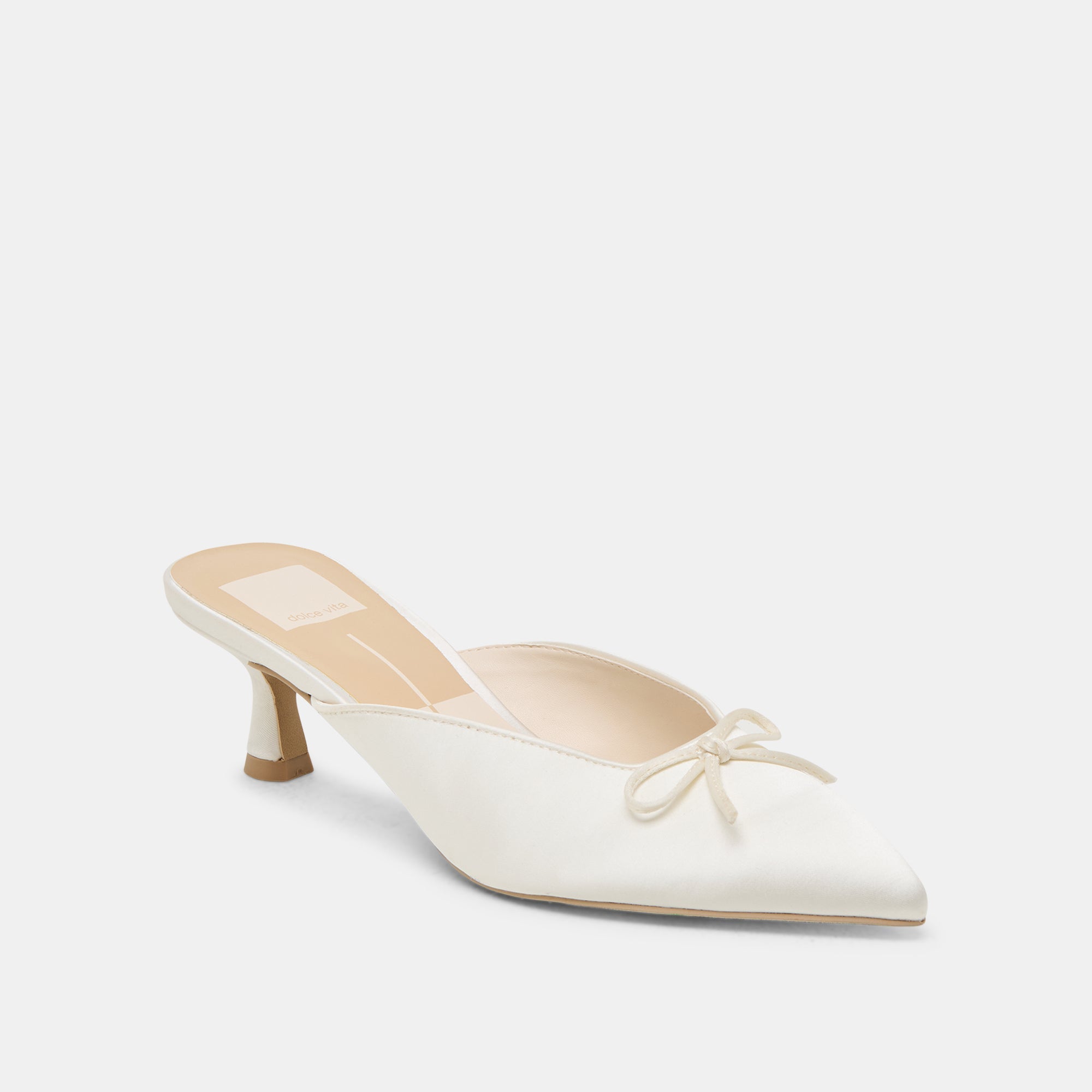 Cleo Off White Satin Heels / Dolce Vita