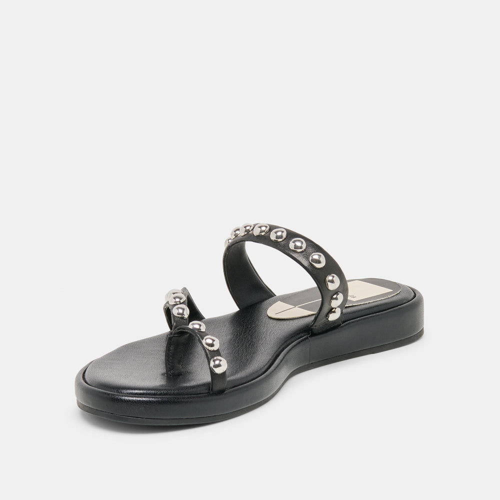 Amary Stud Black Leather Sandals / Dolce Vita